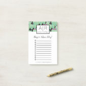 Waterverf Cactus Groene Botanische Patroon Groen Post-it® Notes (Op bureau)