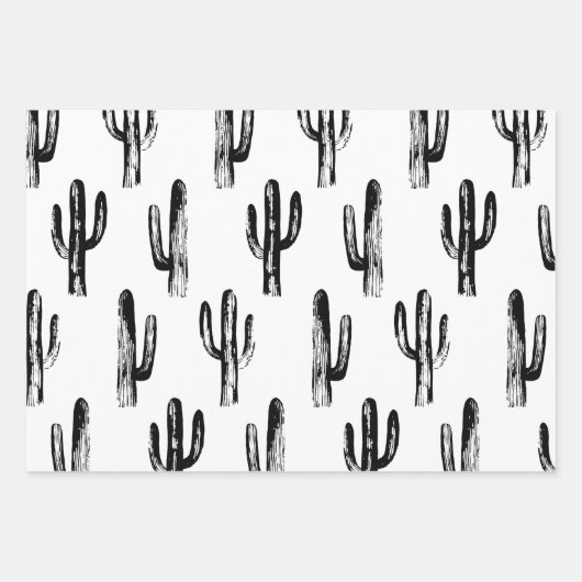 Waterverf cactus. Groene moderne cactussen Inpakpapier Vel (Voorkant 3)