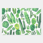 Waterverf cactus. Groene moderne cactussen Inpakpapier Vel (Voorkant 2)
