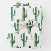 Waterverf cactus. Groene moderne cactussen Inpakpapier Vel (In situ)