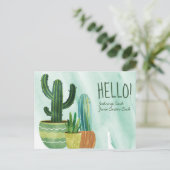 Waterverf Cactus Hallo persoonlijke groet Briefkaart (Staand voorkant)