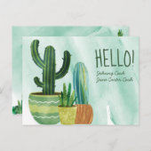 Waterverf Cactus Hallo persoonlijke groet Briefkaart (Voorkant / Achterkant)