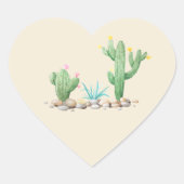 Waterverf Cactus Hart Sticker (Voorkant)