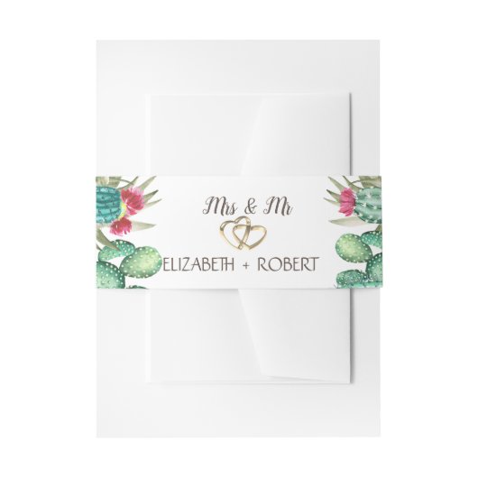 Waterverf cactus harten uitnodigingen wikkel (Voorkant Voorbeeld)