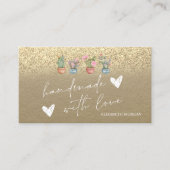 Waterverf Cactus Hearts Gold Glitter Kraft Visitekaartje (Voorkant)