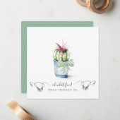 Waterverf Cactus Holiday Kaart Notitiekaartje (Voorkant / Achterkant in situ)