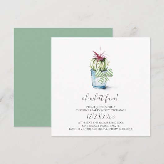 Waterverf Cactus Holiday Uitnodiging (Voorkant / Achterkant)