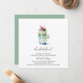 Waterverf Cactus Holiday Uitnodiging (Voorkant / Achterkant in situ)