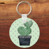 Waterverf Cactus in Plant Pot Pattered Sleutelhanger (Achterkant)