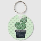 Waterverf Cactus in Plant Pot Pattered Sleutelhanger (Achterkant)