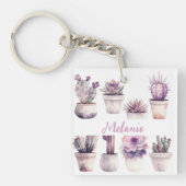 waterverf cactus in pot sleutelhanger (voorkant)