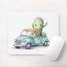 Waterverf cactus in retro truck muismat