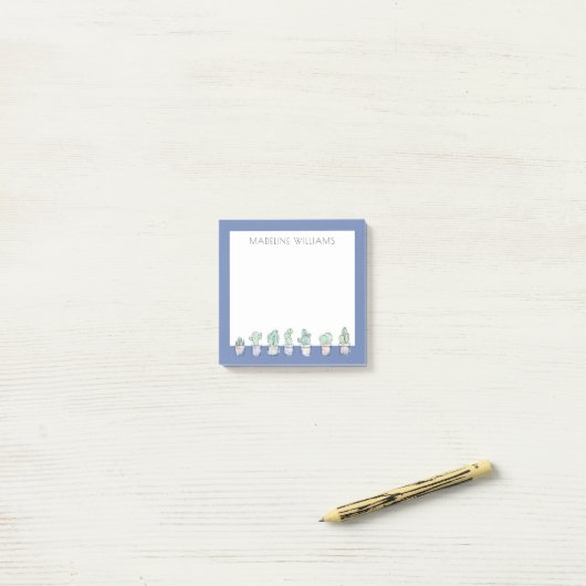 Waterverf Cactus in rij Post-it® Notes (Op bureau)
