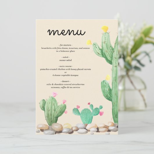 Waterverf Cactus Kaarten & Cadeaubordje (Staand voorkant)