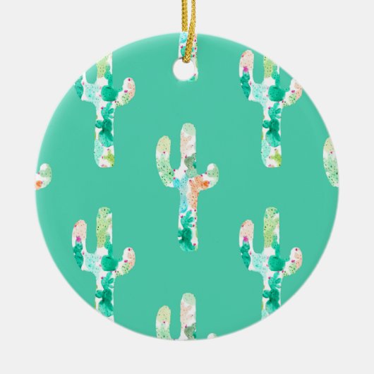 Waterverf Cactus Keramisch Ornament (Voorkant)