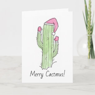 Waterverf Cactus kerstkaart Feestdagen Kaart