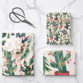 waterverf Cactus kerstverlichting voor cadeau geve Inpakpapier Vel