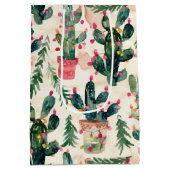 waterverf Cactus kerstverlichting voor cadeau geve Medium Cadeauzakje (Achterkant)