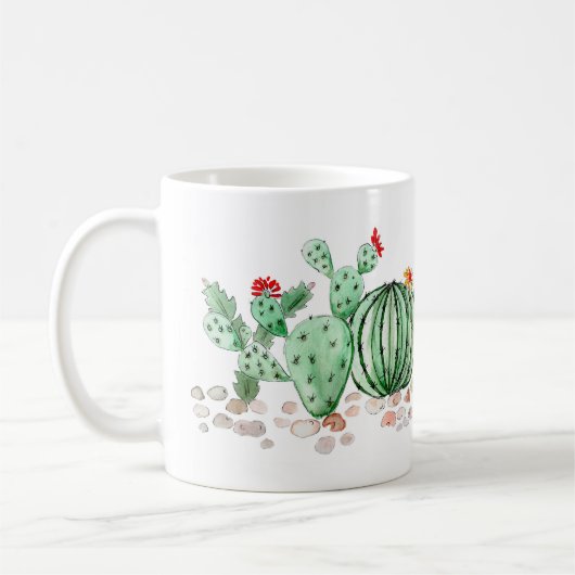 waterverf, cactus koffiemok (Links)