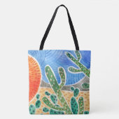 Waterverf Cactus Landscape Canvas tas (Voorkant)