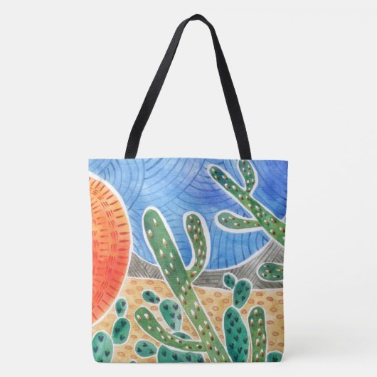 Waterverf Cactus Landscape Canvas tas (Voorkant)