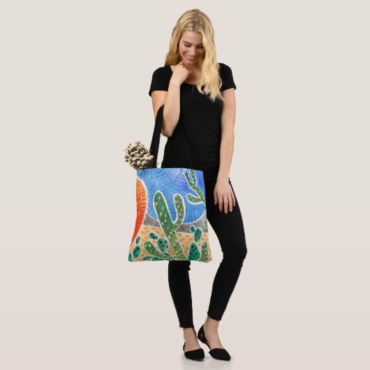 Waterverf Cactus Landscape Canvas tas (Op model)