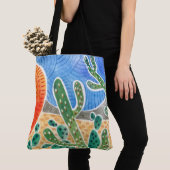 Waterverf Cactus Landscape Canvas tas (Dichtbij)