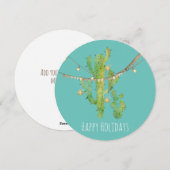 Waterverf Cactus & Lightronde kerstKaart (Voorkant / Achterkant)