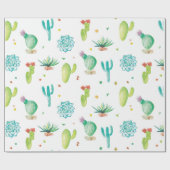waterverf cactus mat Wrapping Paper Cadeaupapier (Vlak)