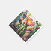 Waterverf Cactus met levendige woestijnbloemen Servet (Hoek)