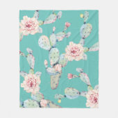 Waterverf Cactus met Roze Bloemen Modern Pattern Fleece Deken (Voorkant)
