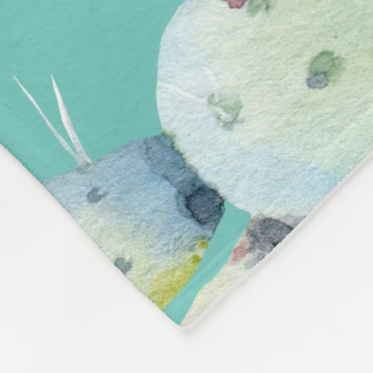 Waterverf Cactus met Roze Bloemen Modern Pattern Fleece Deken (Hoek)