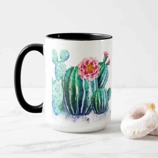 waterverf Cactus Mok (Met donut)