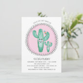 Waterverf Cactus Momma en Baby shower Kaart (Staand voorkant)