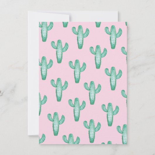 Waterverf Cactus Momma en Baby shower Kaart (Achterkant)