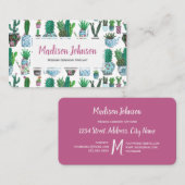 Waterverf Cactus | Monogram | VISITEKAARTJES (Voorkant / Achterkant)