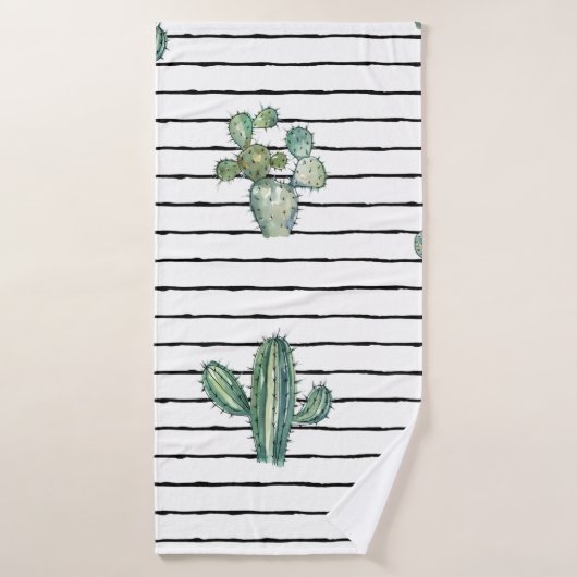 Waterverf cactus naadloos patroon badhanddoek (Badhanddoek)