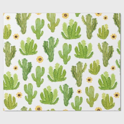 Waterverf cactus naadloos patroon cadeaupapier (Vlak)