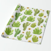 Waterverf cactus naadloos patroon cadeaupapier (Uitgerold)