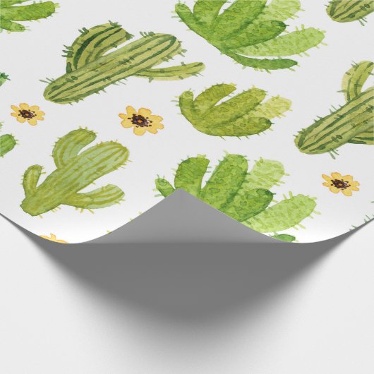 Waterverf cactus naadloos patroon cadeaupapier (Hoek)