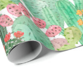 Waterverf cactus naadloos patroon cadeaupapier (Rol Hoek)