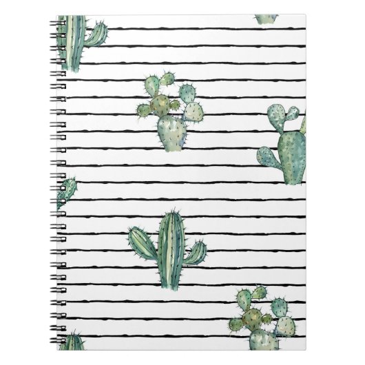 Waterverf cactus naadloos patroon notitieboek (Voorkant)