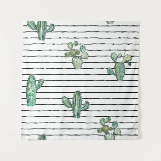 Waterverf cactus naadloos patroon wandkleed (Voorkant)