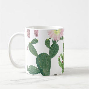 Waterverf Cactus Naadloos Schilderpatroon Koffiemok