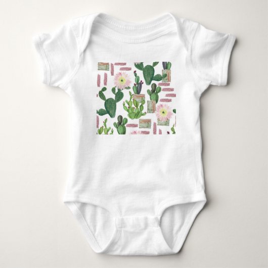 Waterverf Cactus Naadloos Schilderpatroon Romper (Voorkant)