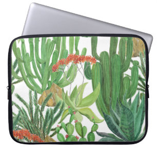 Waterverf Cactus: Naadloze Patroonschildering Laptop Sleeve