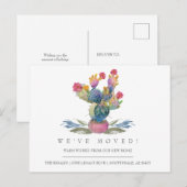Waterverf Cactus New Home Moving Announge Briefkaart (Voorkant / Achterkant)