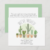 Waterverf Cactus New Home Moving Announge Kaart (Voorkant / Achterkant)