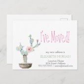 Waterverf Cactus Nieuw adres Aankondigingskaart (Voorkant / Achterkant)