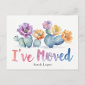 Waterverf Cactus Nieuwe Adresaankondiging Briefkaart (Voorkant)